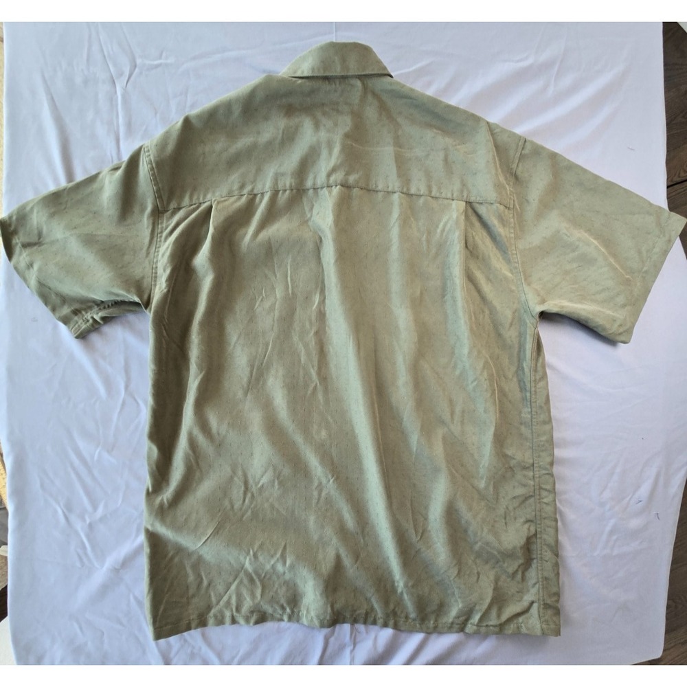 Bamboo Cay Camp Shirt Forest Green Emboidery Hawaiian Short Sleeves M Sz Small - Picture 7 of 12